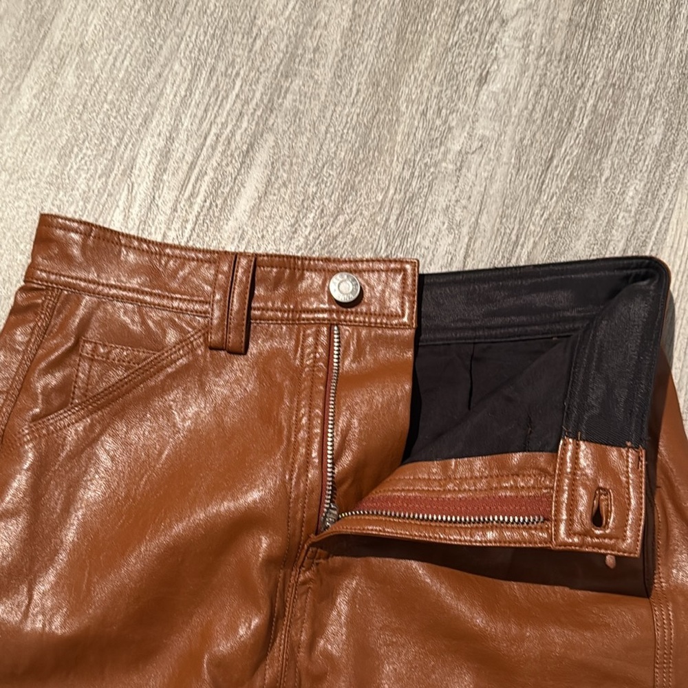 A.L.C. Brown Vegan Leather Midi Skirt - Picture 8 of 16